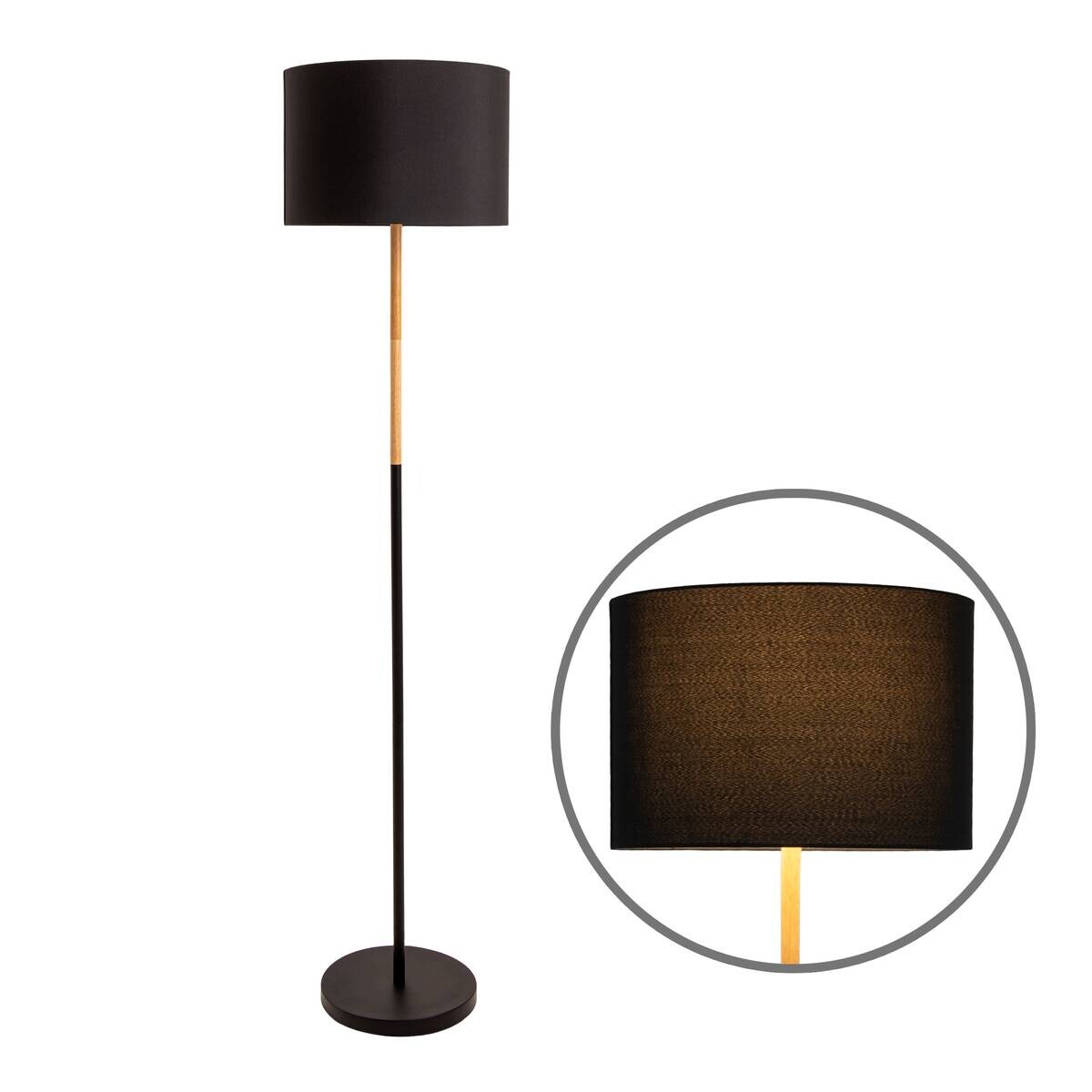 Näve Leuchten Stehlampe Tessile 2088022 schwarz Metall Textil Kunststoff B/H/T: ca. 36x150x36 cm 1 Brennstellen