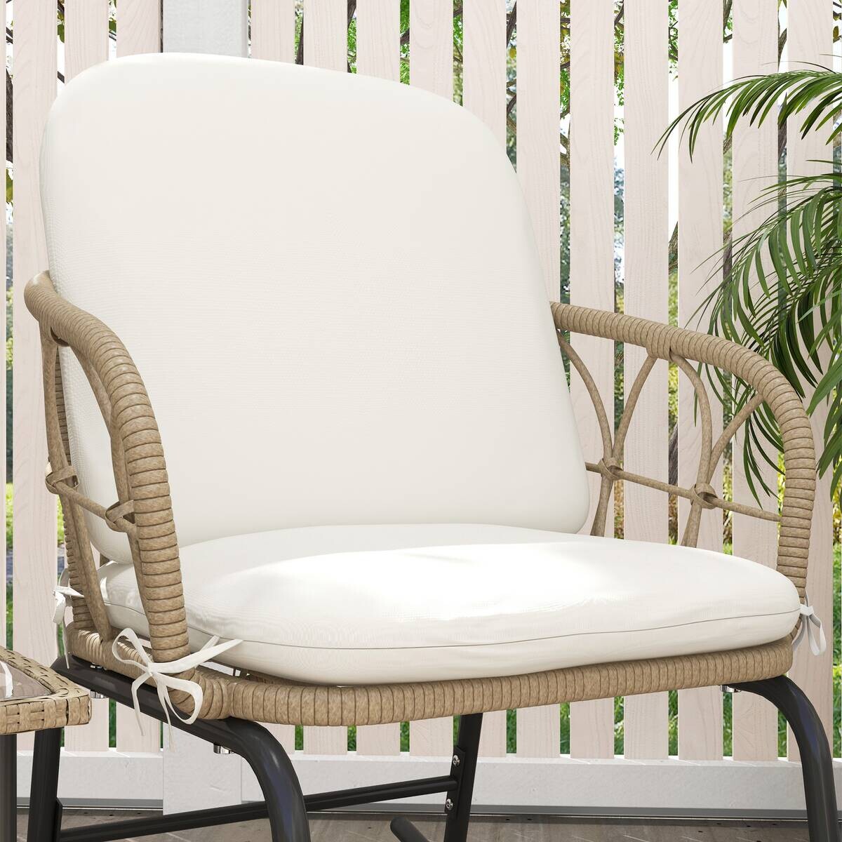 Outsunny Sitzgruppe creme Edelstahl B/H/L: ca. 82x63x75 cm