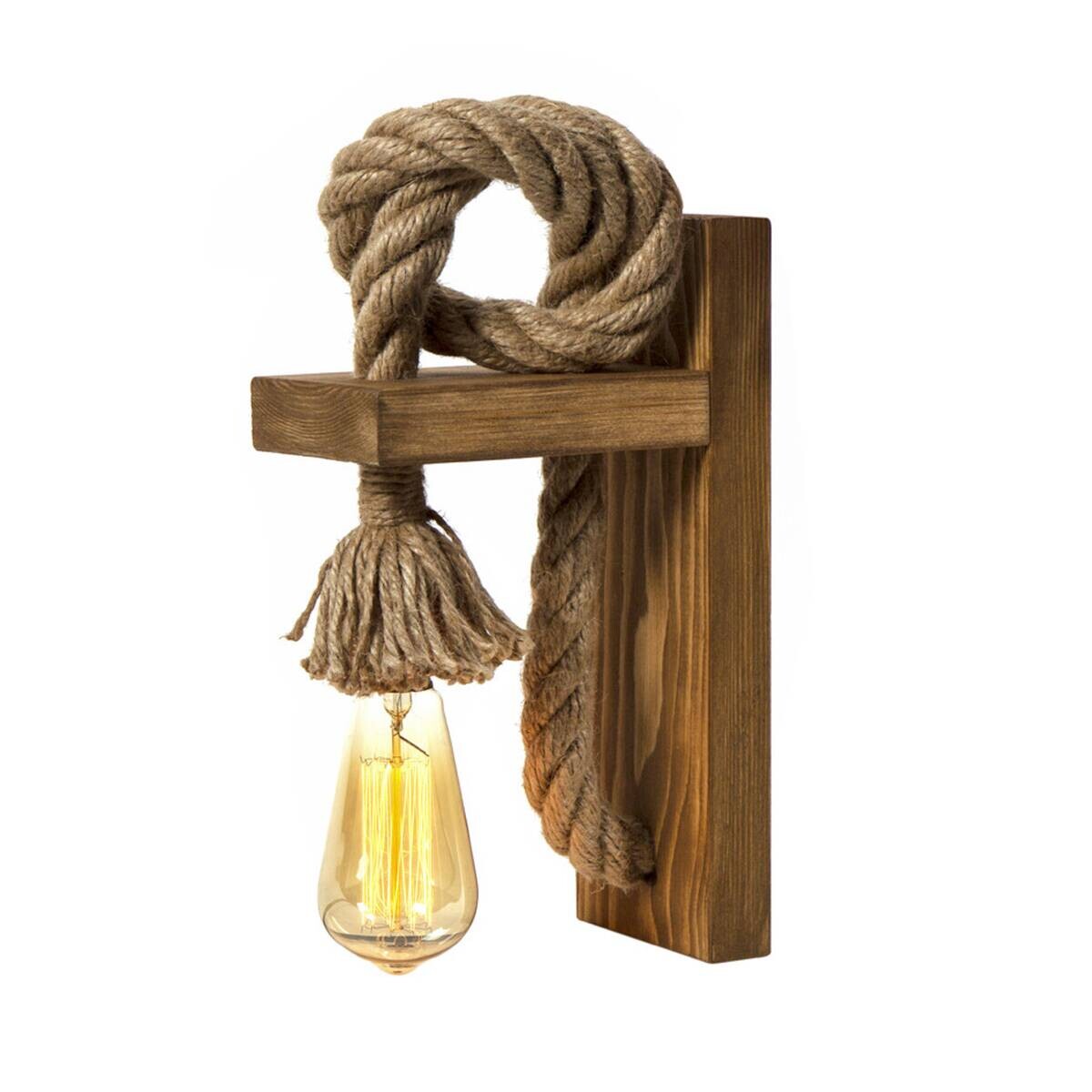 Opviq Wandleuchte Erebos braun gold Holz B/H/T/L: ca. 30x10x30x18 cm E27 1 Brennstellen