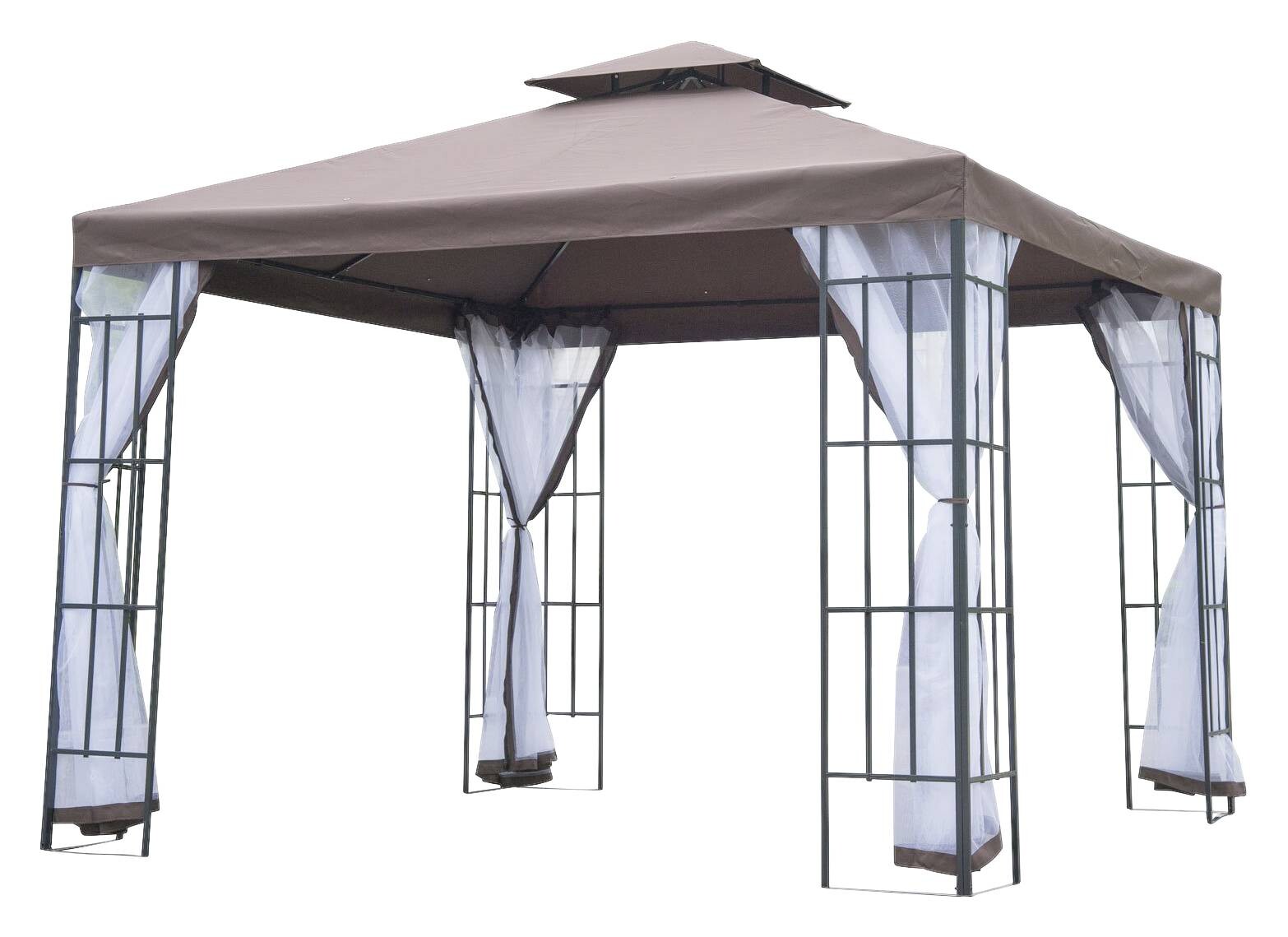 Outsunny Gartenpavillon café braun Stahl B/H/L: ca. 300x270x300 cm