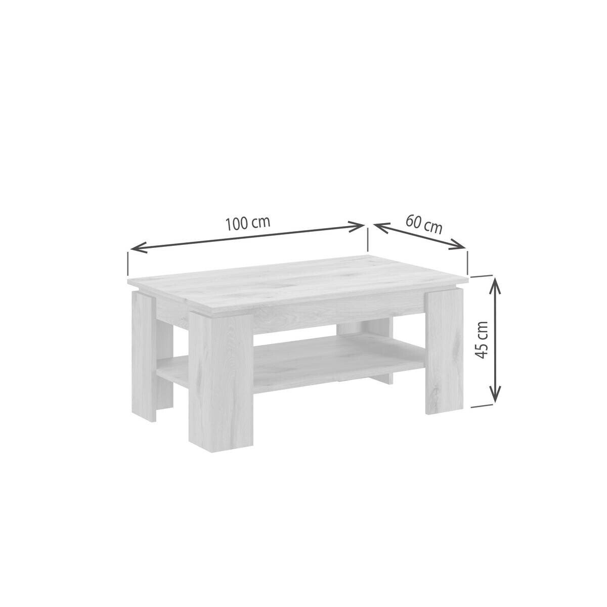 xonox.home Couchtisch Titan weiß B/H/T: ca. 100x45x60 cm