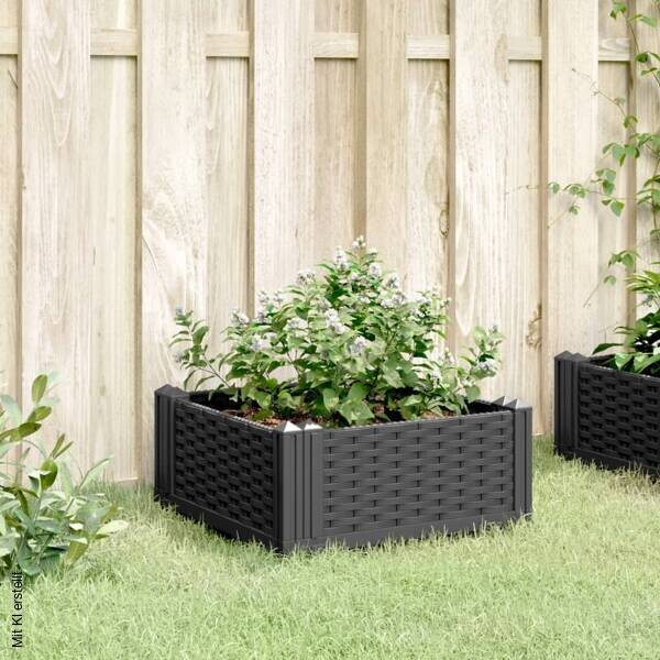 vidaXL Pflanzkasten schwarz Kunststoff B/H/L: ca. 42x28,5x42,5 cm