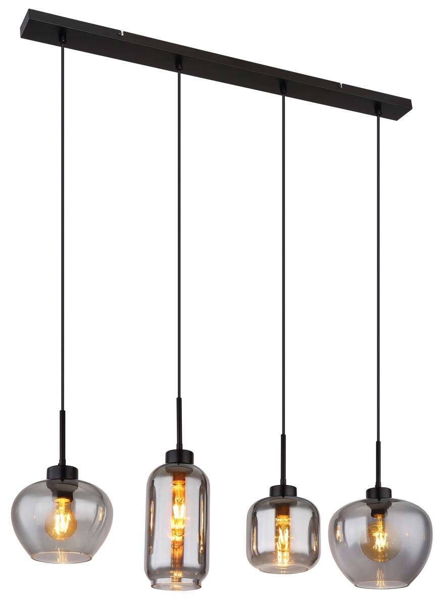GLOBO Pendelleuchte schwarz Metall B/H/T: ca. 24x120x99,5 cm E27 4 Brennstellen