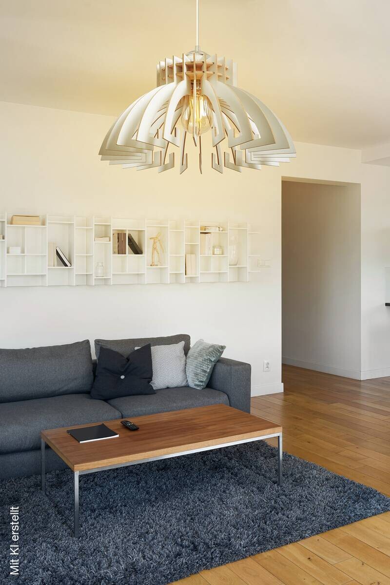 Opviq Pendelleuchte weiß MDF B/H/T/L/D: ca. 39x55x39x39x39 cm E27 1 Brennstellen