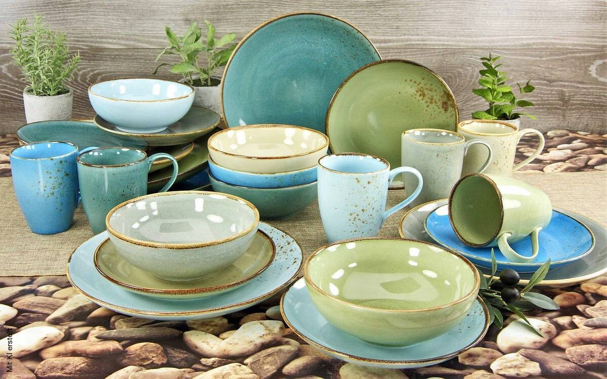CreaTable Kombiservice NATURE COLLECTION multicolor Steingut 16 tlg