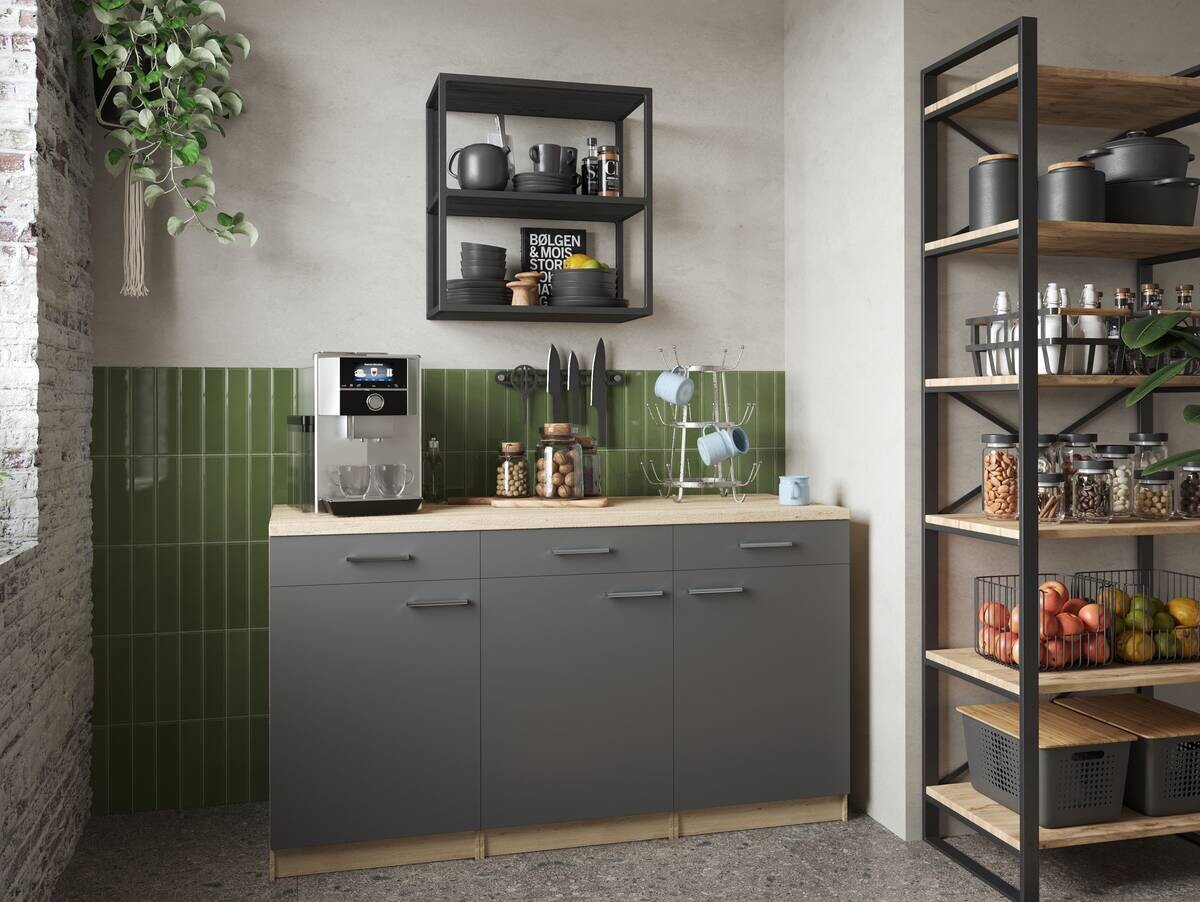 Anbauküchen-Set Merle grau B/H/T: ca. 150x85x60 cm