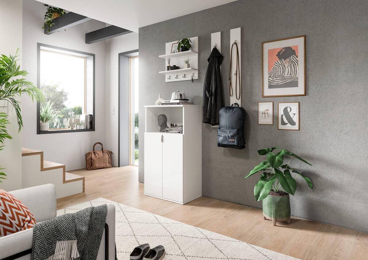 Schuhkommode PROJEKT X weiß weiß Hochglanz B/H/T: ca. 60x110x37 cm