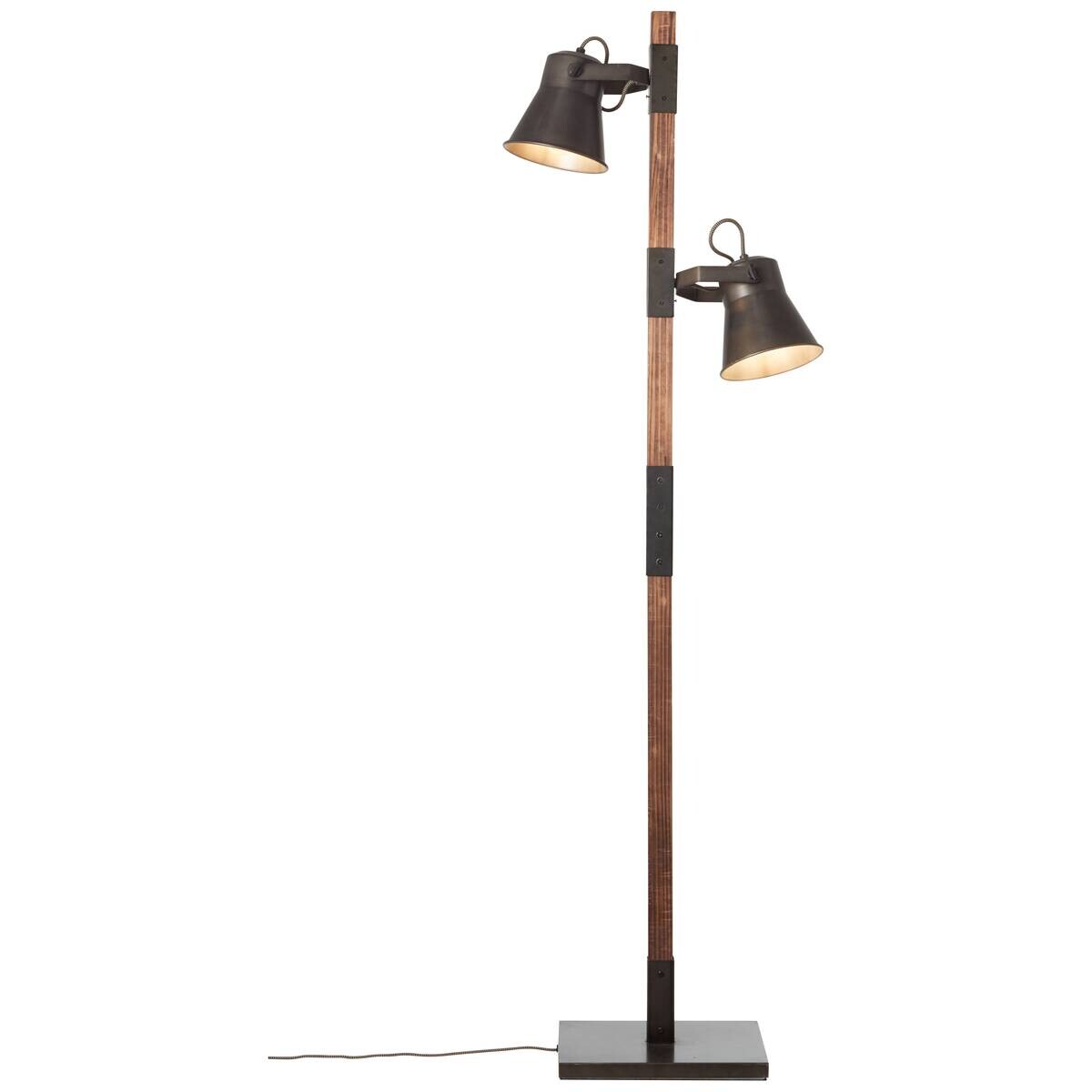Brilliant Stehlampe Plow schwarz Metall Holz H: ca. 154 cm E27 2 Brennstellen
