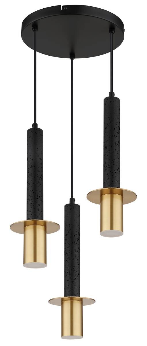 GLOBO Pendelleuchte schwarz messing Metall H/D: ca. 130x33 cm GU10 3 Brennstellen