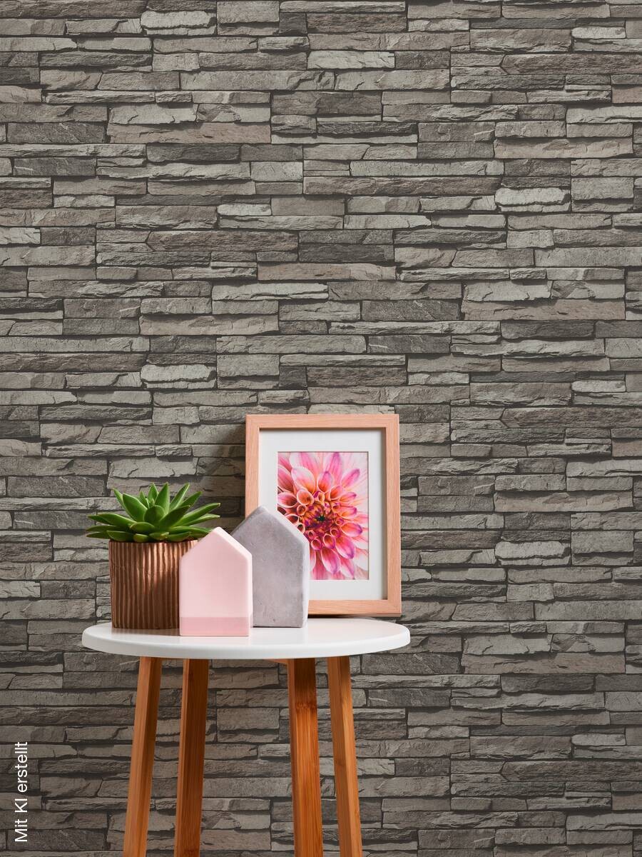 A.S.Creation Vliestapete schwarz grau creme B/H/D: ca. 53x1005x9,3 cm