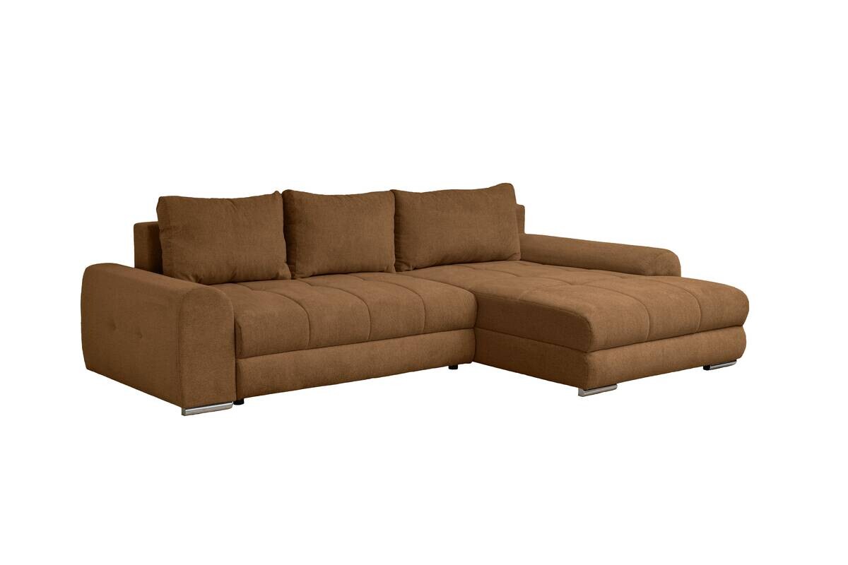 Ecksofa mit Bettfunktion und Bettkasten Lorenz ziegel Microfaser B/H/T: ca. 284x74x180 cm