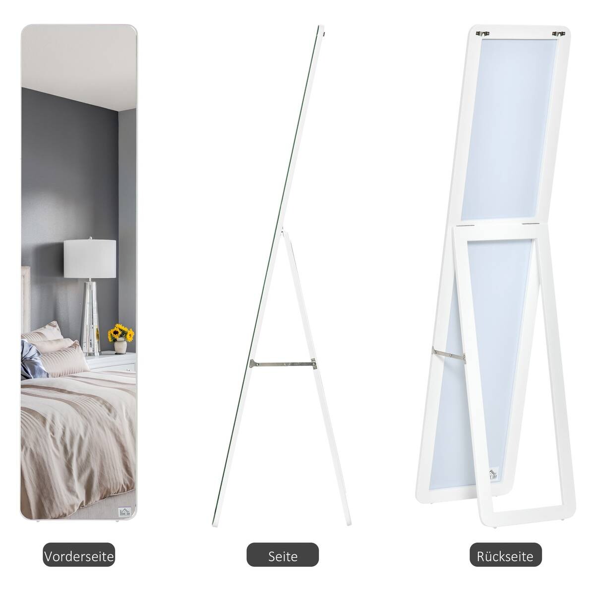 HOMCOM Standspiegel 831-390WT weiß Kiefer B/H/T: ca. 37x156x43 cm