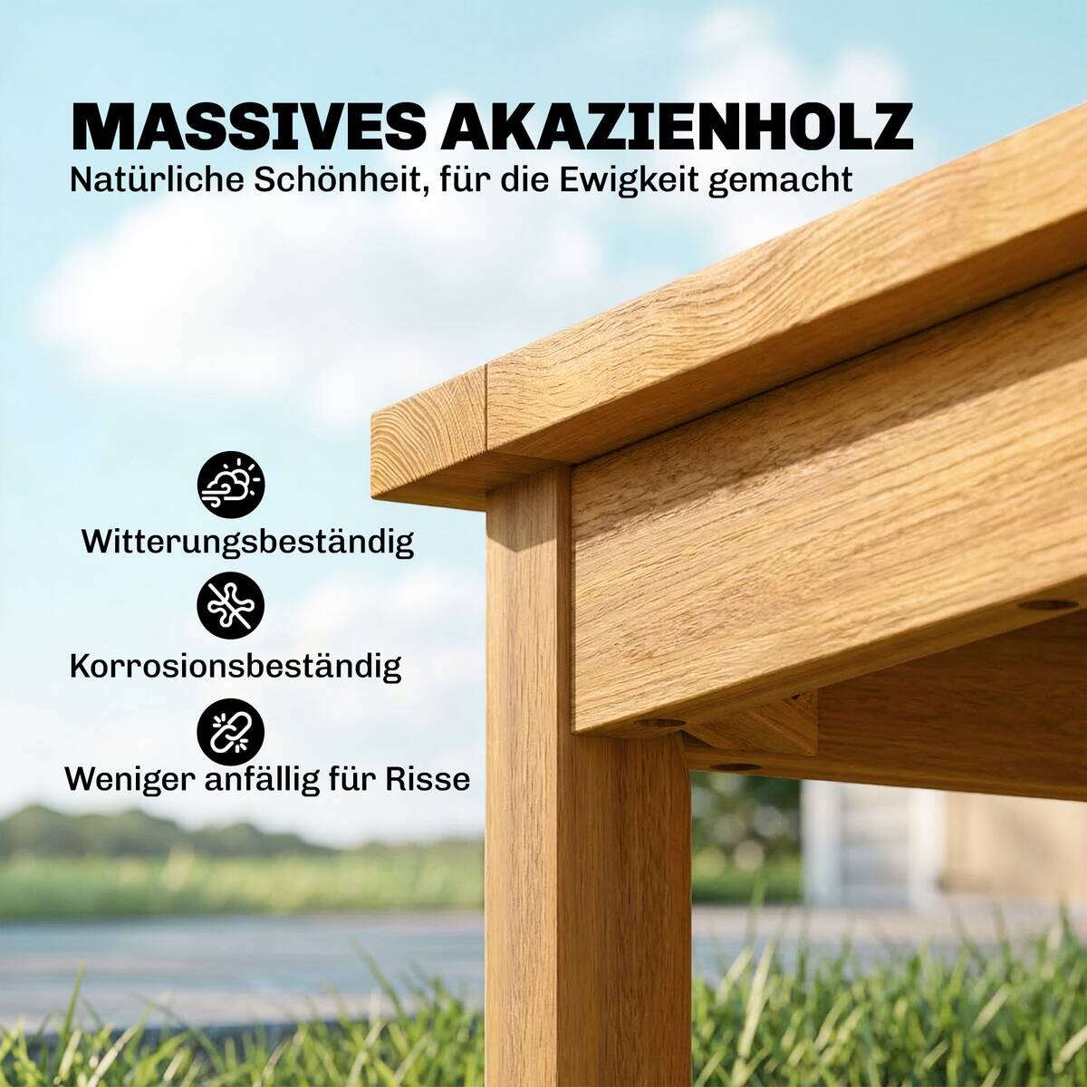 Outsunny Balkontisch natur Akazie B/H/L: ca. 48x46x48 cm