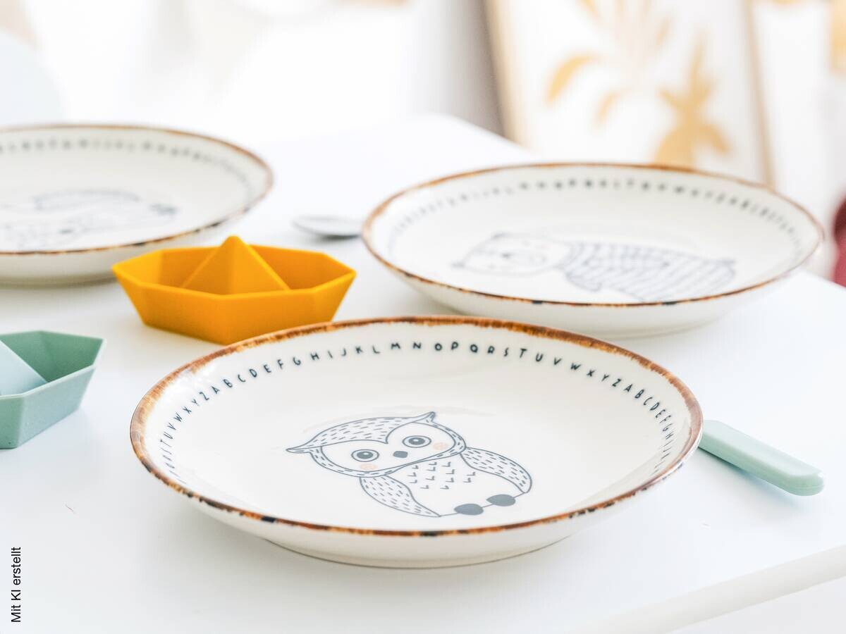 CreaTable Tellerset Freunde des Waldes braun Steinzeug D: ca. 21 cm