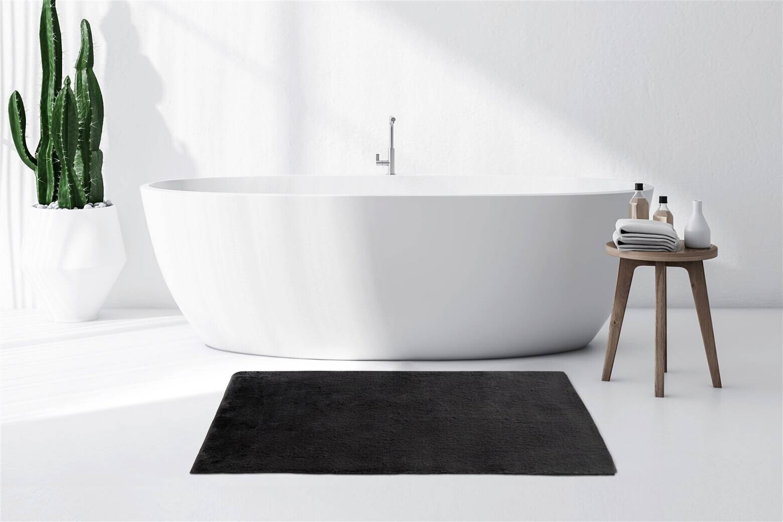 Kayoom Kurzflorteppich Badematte Rabbit Light 125 dunkelgrau B/H/L: ca. 70x2,4x130 cm