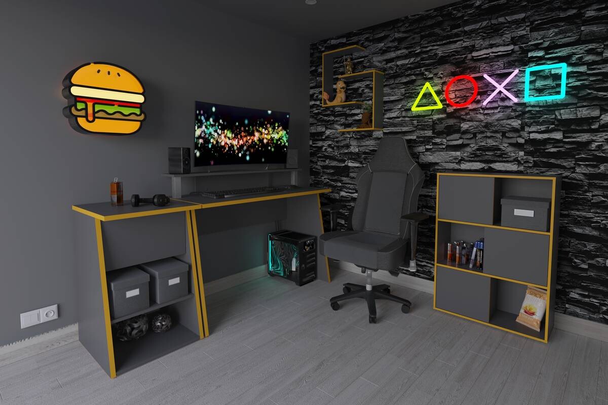 Gaming-Schreibtisch anthrazit orange B/H/T: ca. 117x93x50 cm