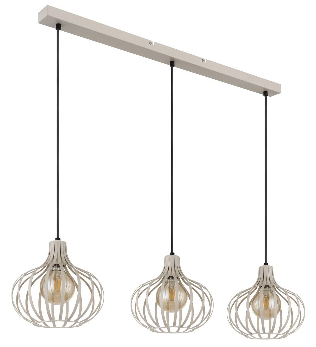 GLOBO Pendelleuchte MATEO 33370319 schwarz sand creme Metall B/H/L: ca. 103x150x25 cm E27 3 Brennstellen