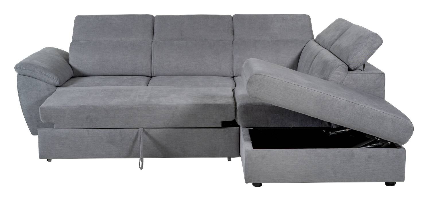 Ecksofa mit Bettfunktion und Bettkasten titanfarbig Flachgewebe B/H/T: ca. 280x108x235 cm