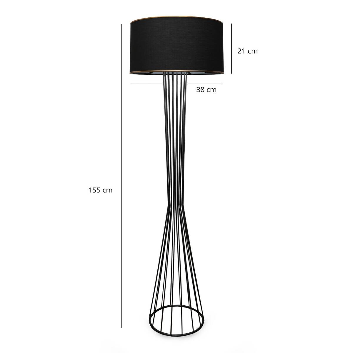 Opviq Stehlampe schwarz Metall B/H/T/L/D: ca. 38x155x38x38x38 cm E27 1 Brennstellen