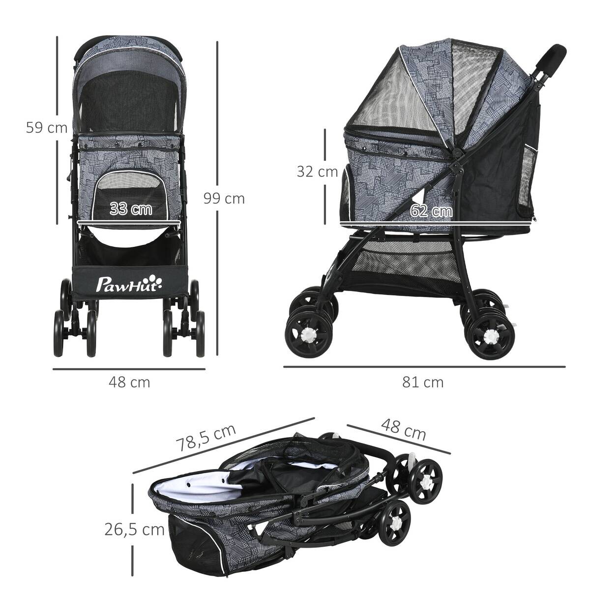 PawHut Hunde-Zubehör schwarz Polyester B/H/L: ca. 48x81x99 cm