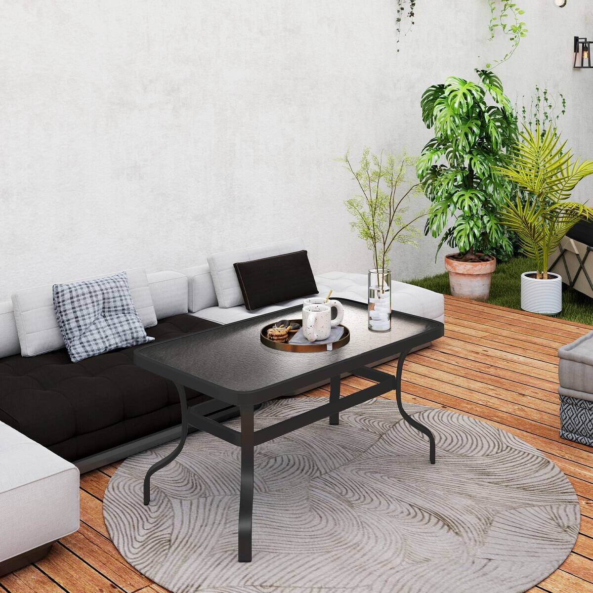 Outsunny Couchtisch schwarz Metall B/H/L: ca. 55x46x95 cm