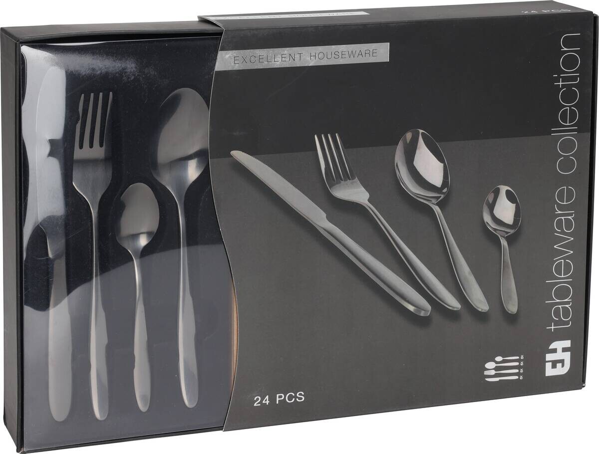 Besteckset schwarz Edelstahl 24 tlg.