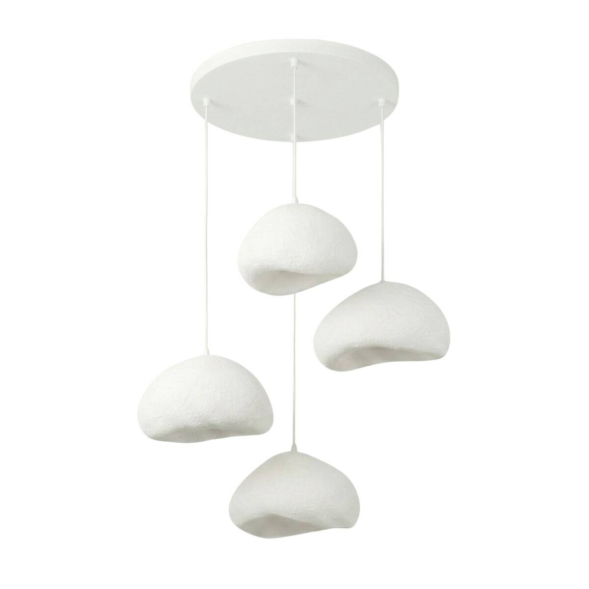Opviq Pendelleuchte weiß Metall Fiberglas B/H/T/L/D: ca. 95x115x95x95x95 cm E27 4 Brennstellen