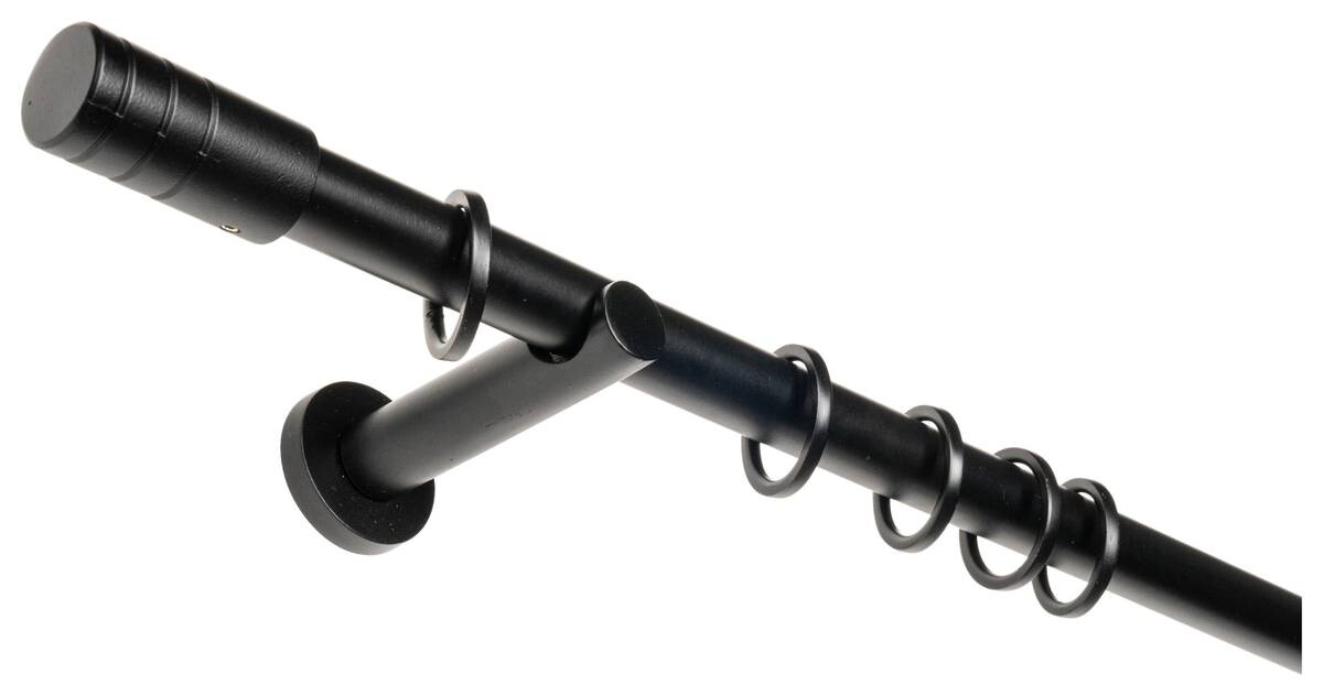 Gardinenstange schwarz Aluminium ausziehbar von ca. 120 bis 210 cm 1.0 Läufe
