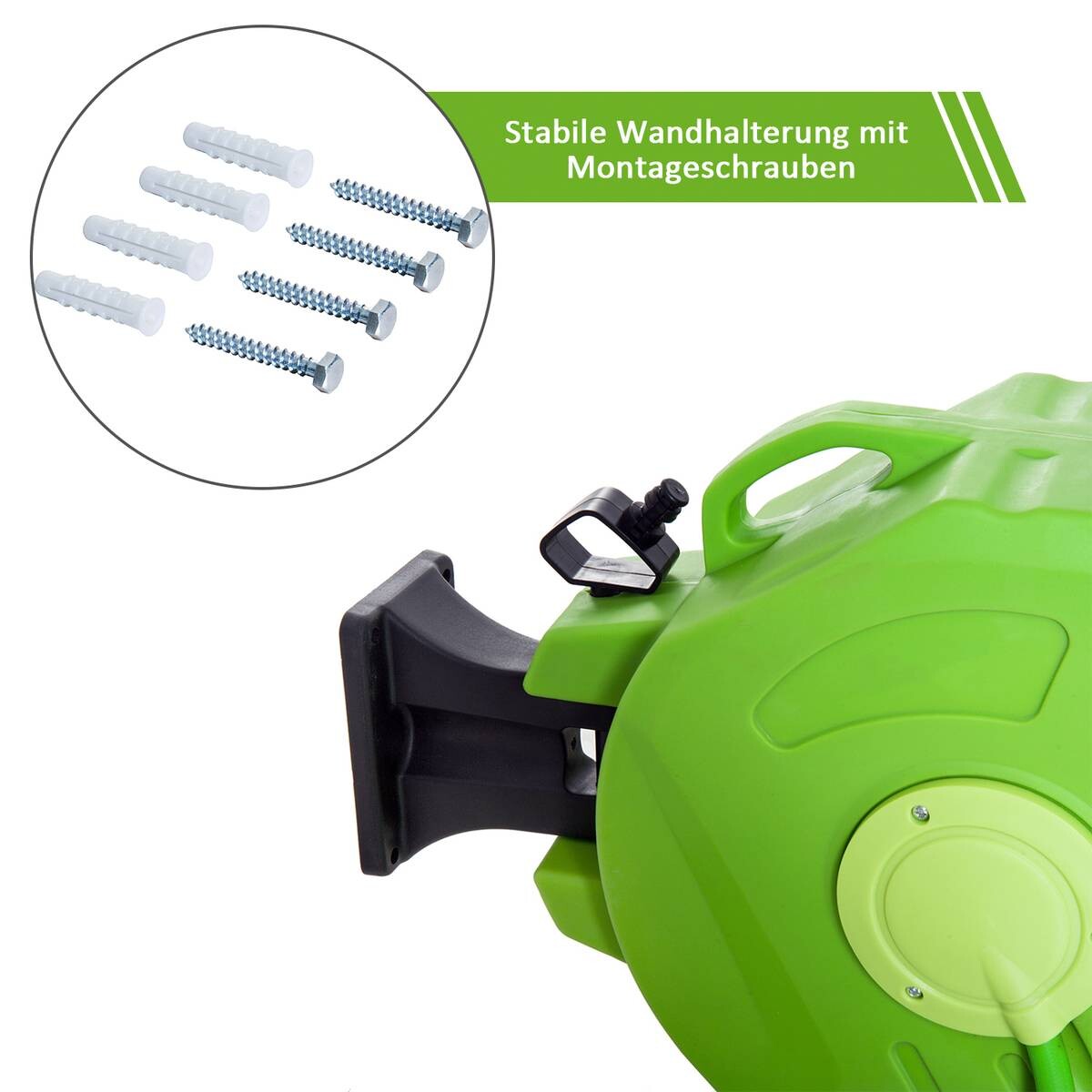 Outsunny Schlauchaufroller schwenkbar grün B/H/L: ca. 21x36x45 cm ca. 3 kg