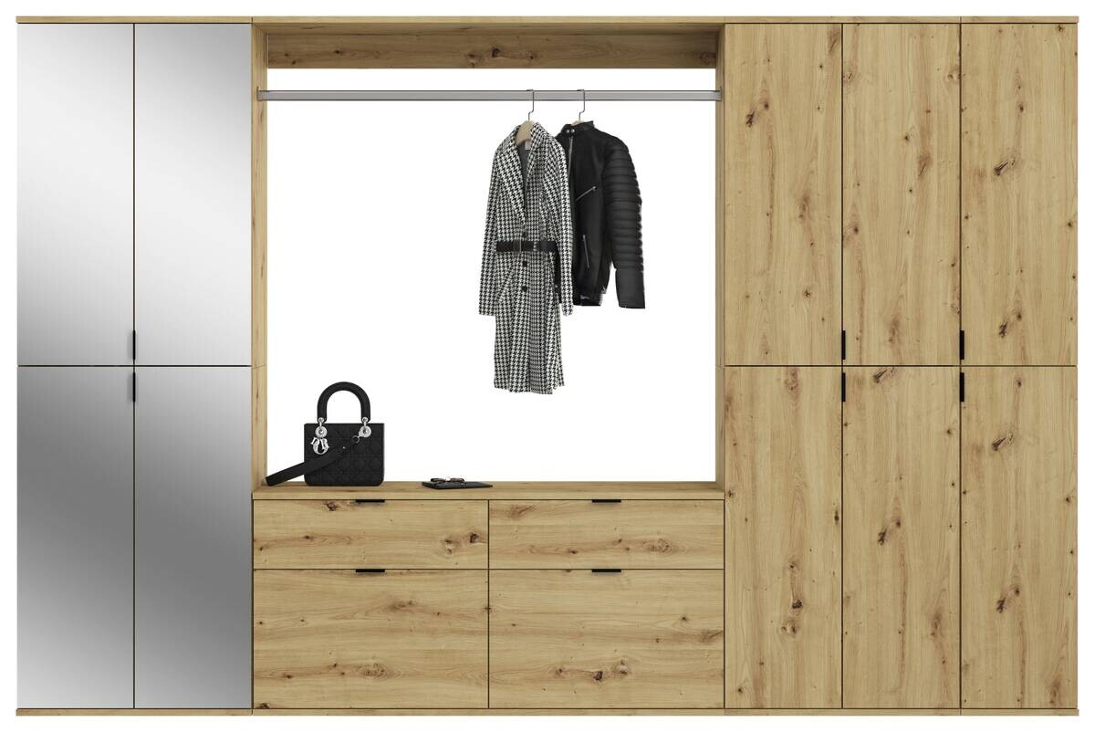 Garderobe PROJEKT Eiche Artisan Nachbildung Spiegel B/H/T: ca. 273x193x34 cm