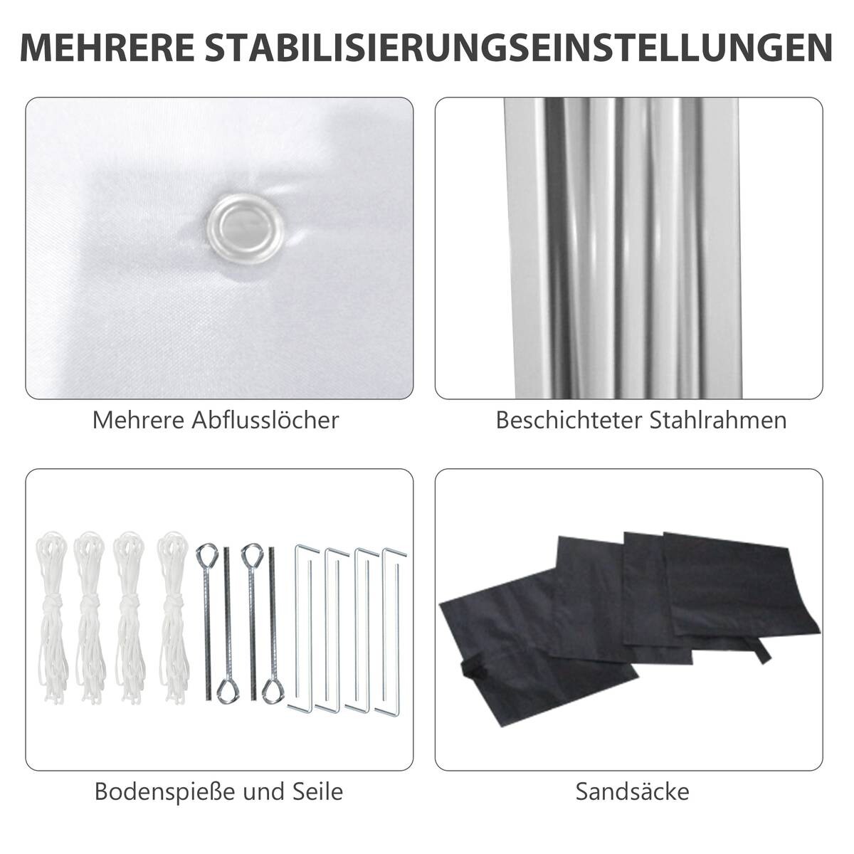 Outsunny Faltpavillon hellgrau Stahl B/H/L: ca. 297x274x297 cm