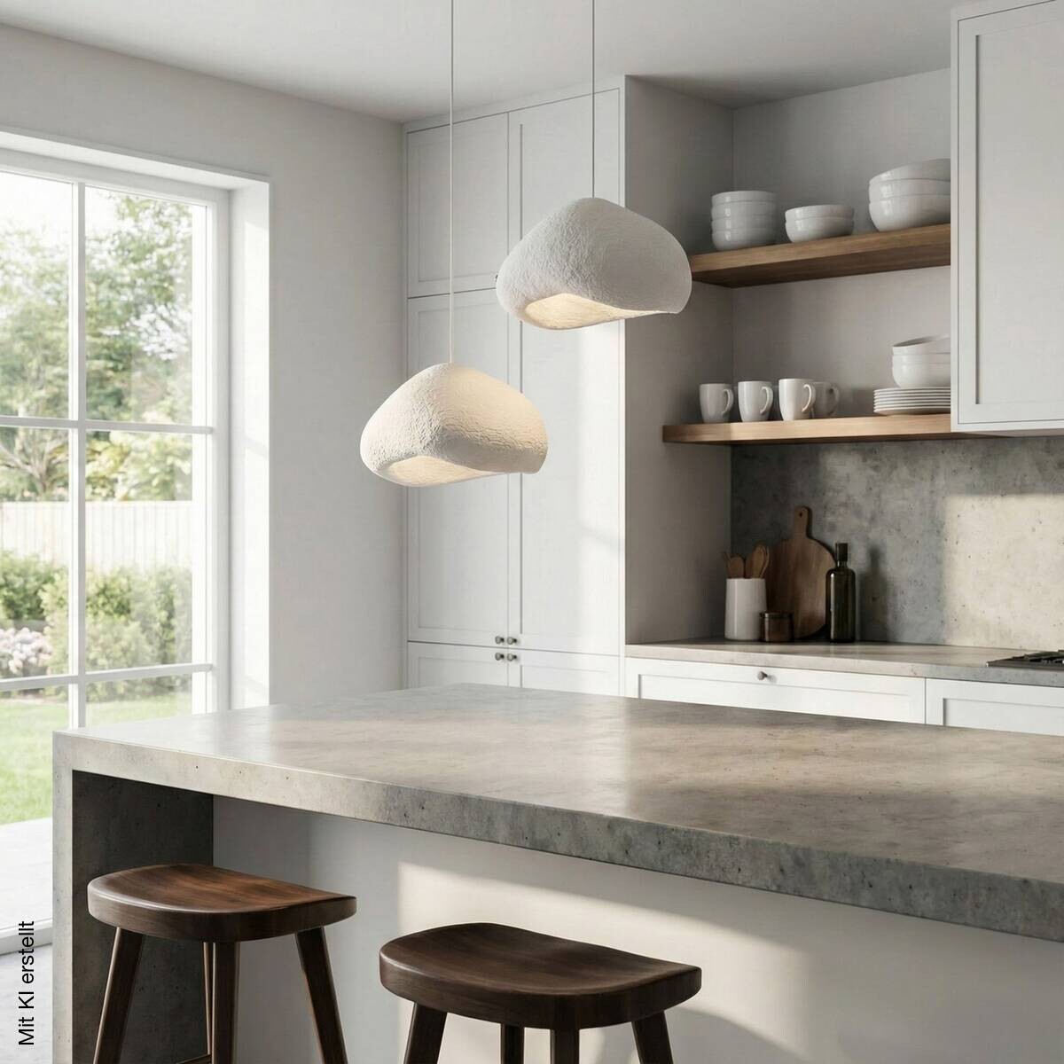 Opviq Pendelleuchte weiß Metall Fiberglas B/T/L: ca. 42x40x42 cm E27 2 Brennstellen