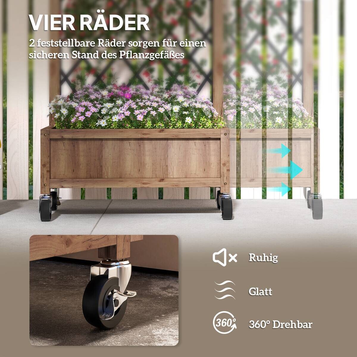 Outsunny Hochbeet 2er Set braun Holz B/H/L: ca. 25x97x52 cm