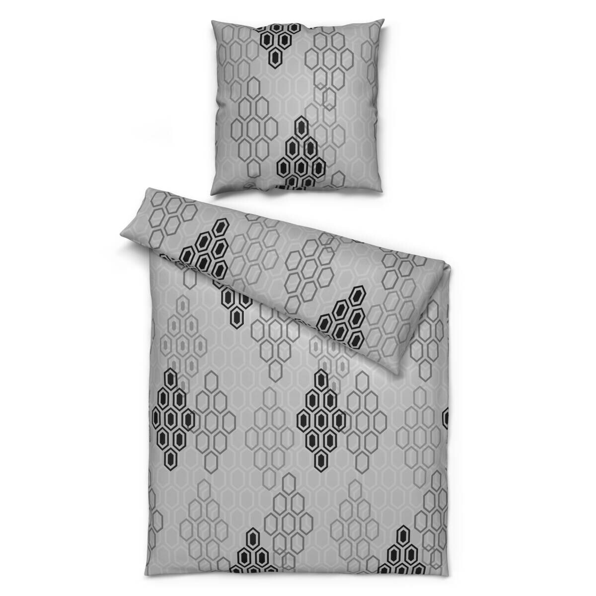 Sensation Baumwoll Bettwäsche Cotton touch grau schwarz 52% Baumwolle, 48% Polyester B/L: ca. 135x200 cm