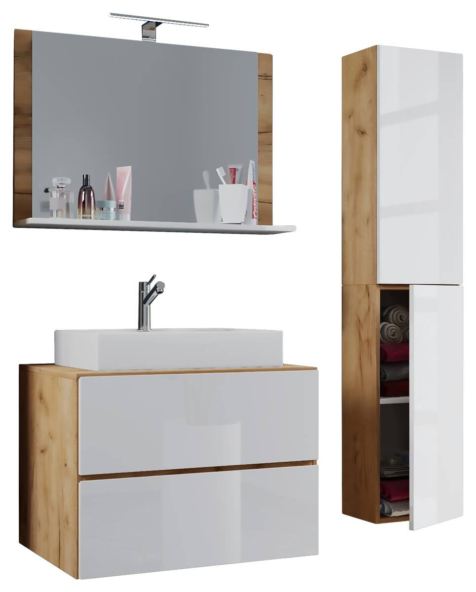 Waschplatz 4tlg-Lendas weiß Eiche Honig Nachbildung weiß B/H/T: ca. 60x52x52 cm