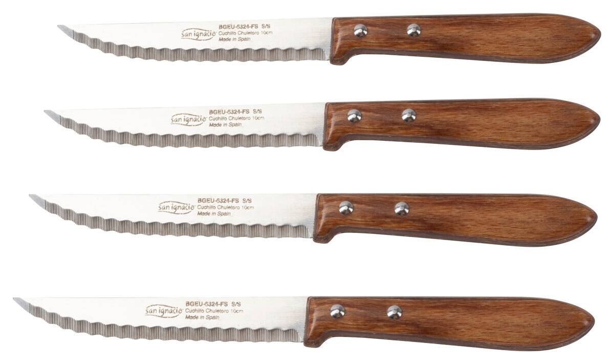 SAN IGNACIO Steakmesser TENO silber Holz 4 tlg.