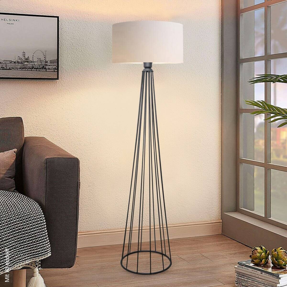 Opviq Stehlampe creme Metall B/H/T/L/D: ca. 38x155x38x38x38 cm E27 1 Brennstellen
