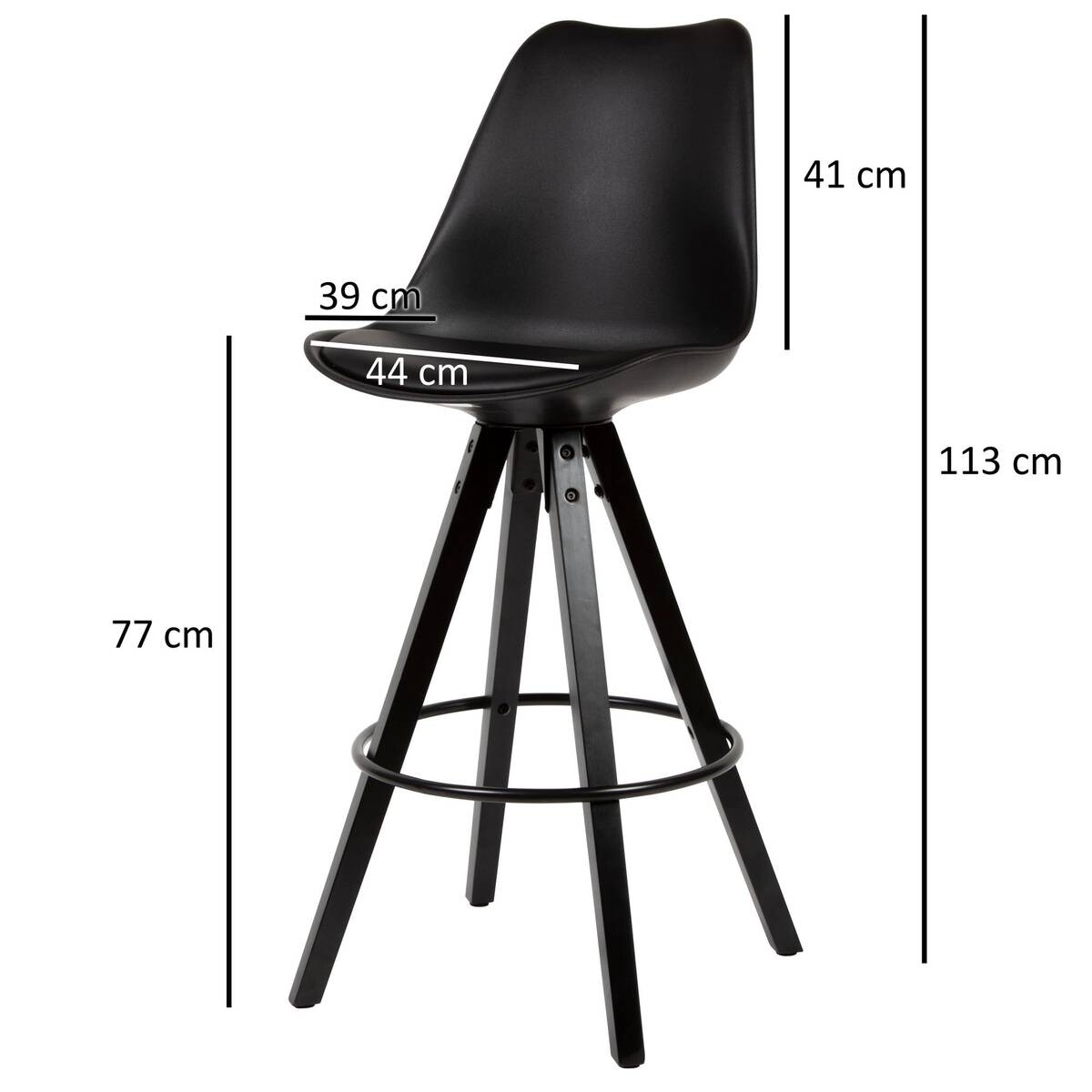 Barhocker 2er-Set schwarz Kunstleder B/H/T: ca. 44x113x39 cm