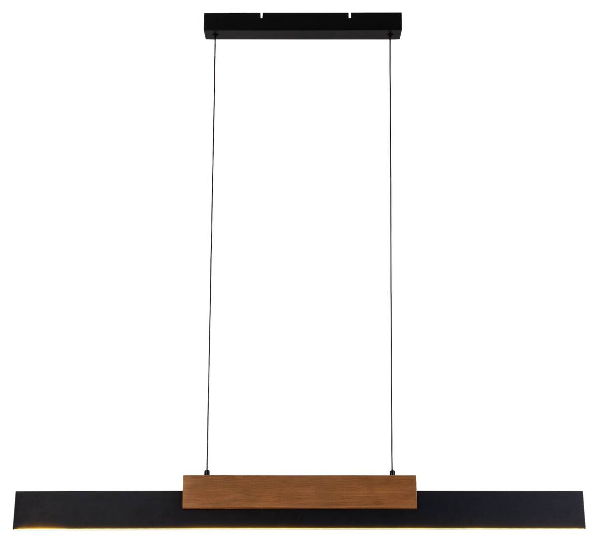 Näve Leuchten LED-Pendelleuchte braun Holz Metall B/H/T: ca. 120,5x150x6 cm