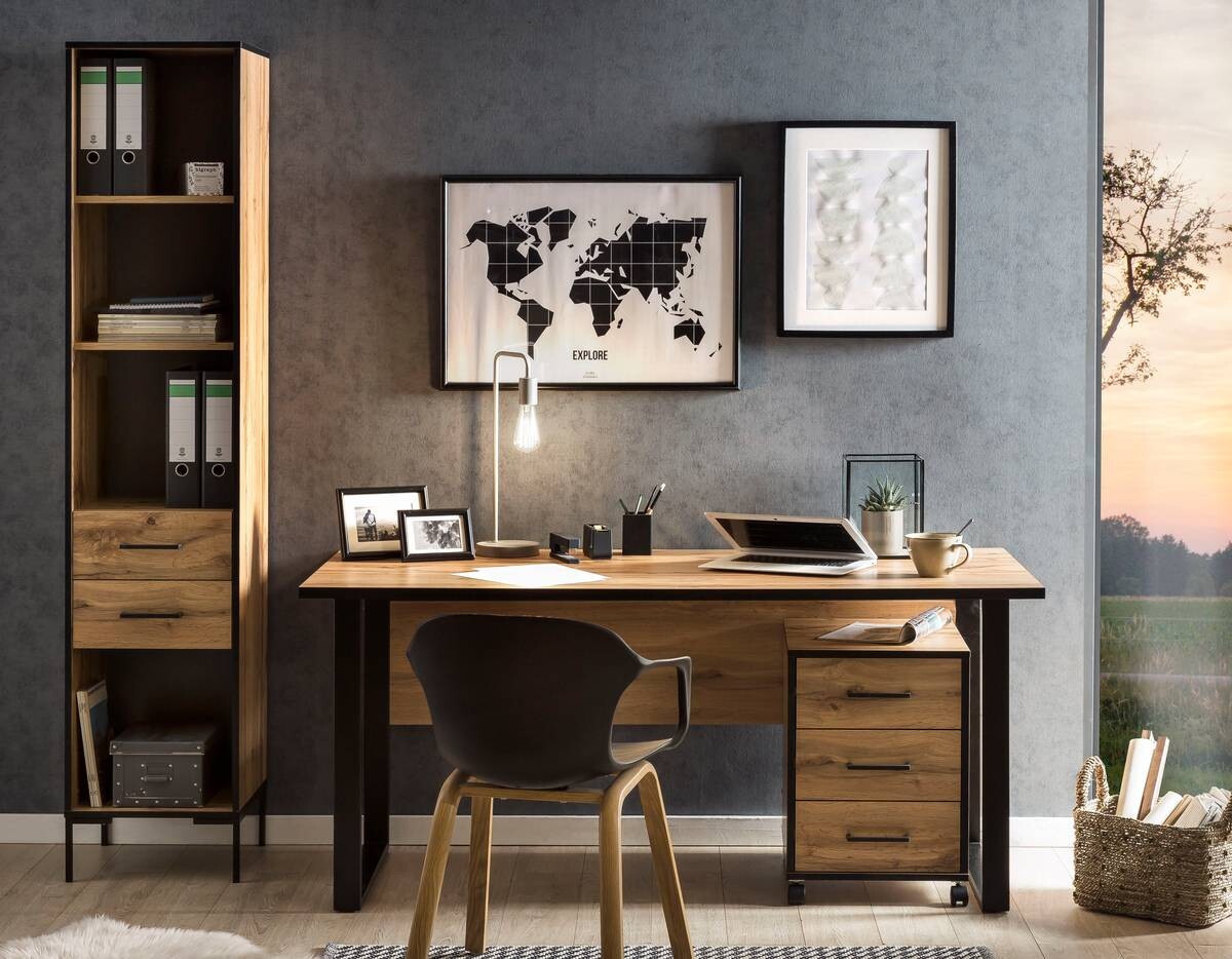 Schreibtisch Serie 2000 Eiche Landhaus Nachbildung B/H/T: ca. 160x73,2x75 cm