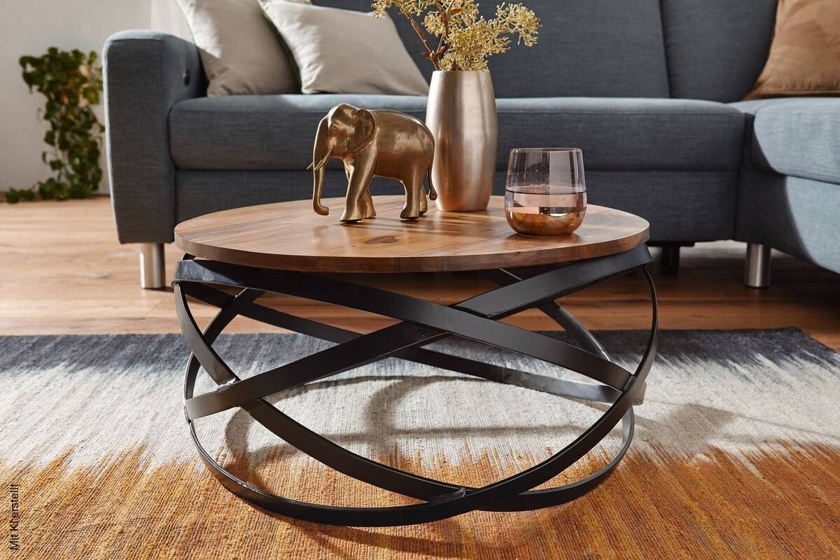 Couchtisch natur schwarz lackiert B/H/T: ca. 60x30x60 cm