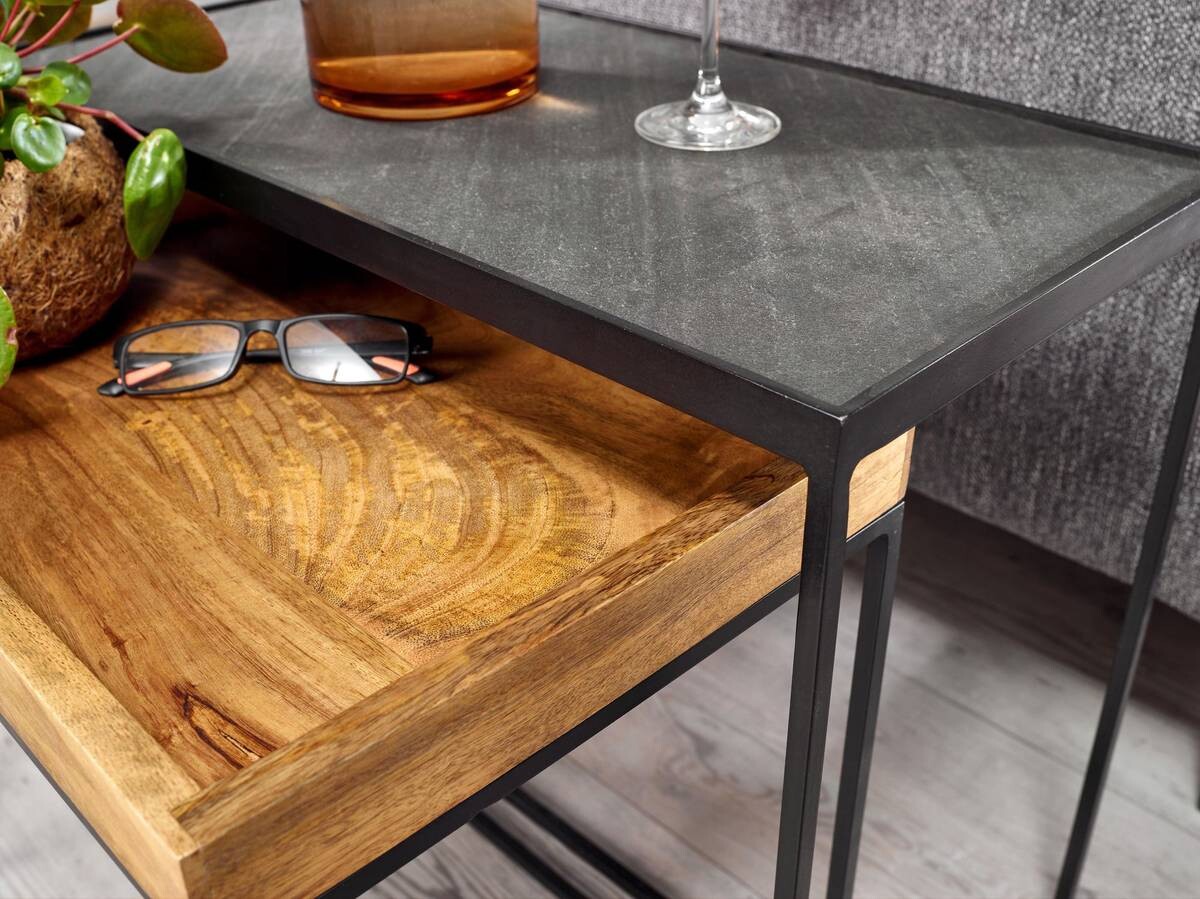 Beistelltisch 2er-Set. braun Holz B/H/T: ca. 60x50x30 cm