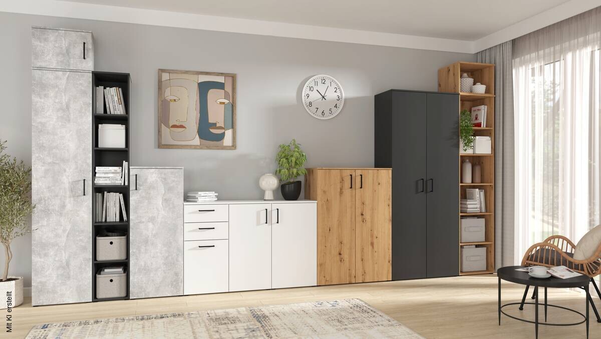 Kommode Multi-Stauraum Typ 28 weiß B/H/T: ca. 120x83x40 cm | weiß | 120,00/83,00/40,00 cm