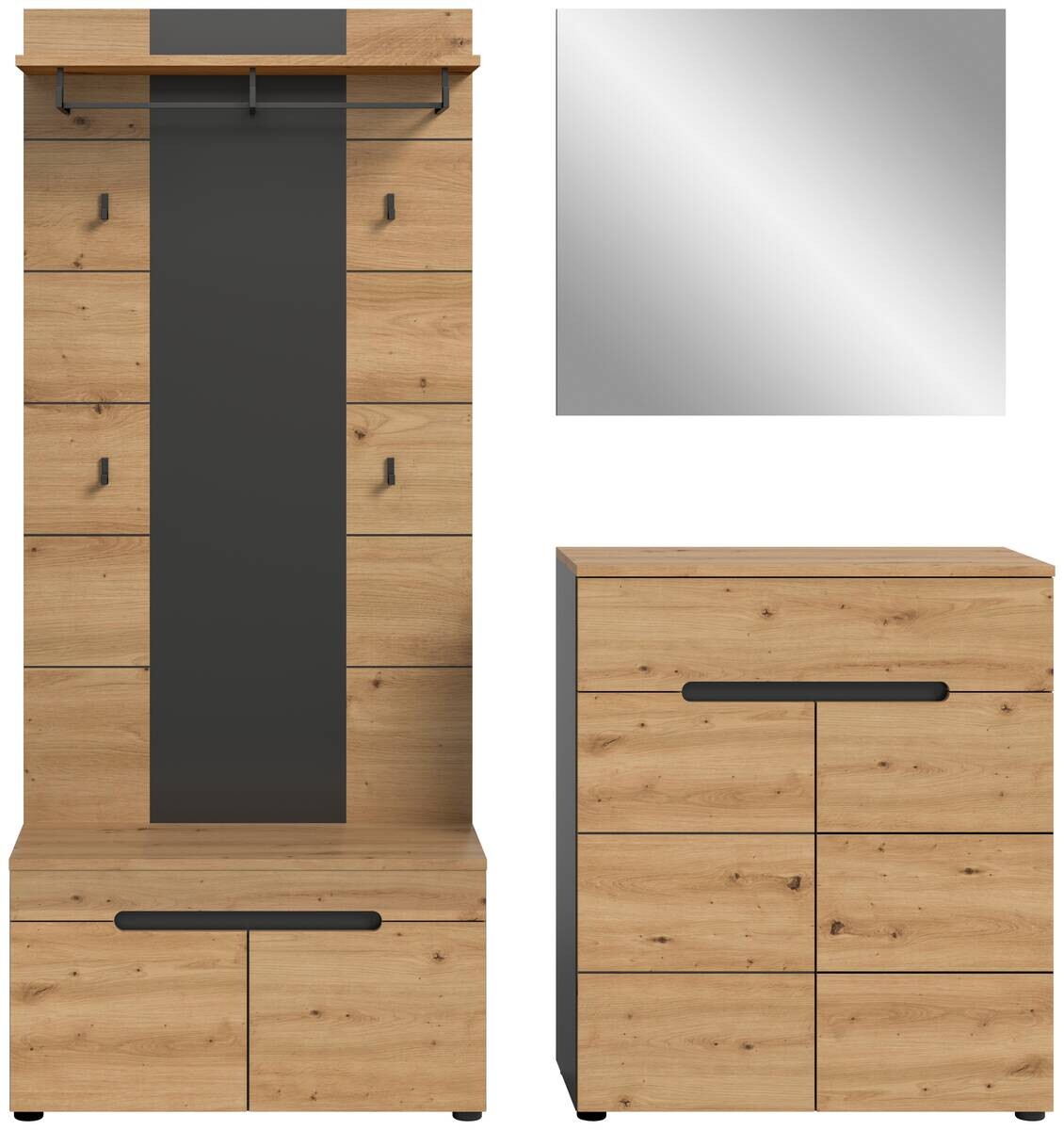 Garderobe Canu basaltgrau Nachbildung Artisan Nachbildung B/H/T: ca. 175x190x37 cm