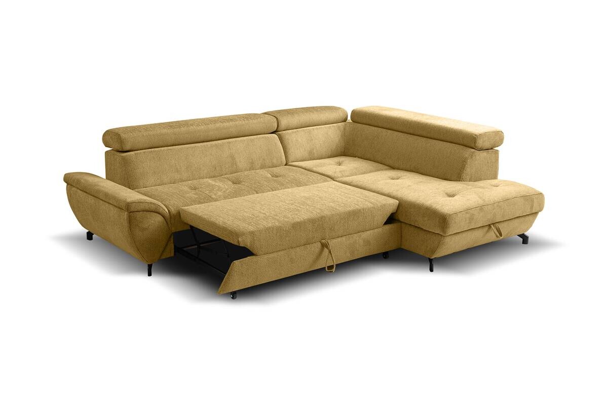 Ecksofa mit Bettfunktion und Bettkasten senf Microfaser B/H/T: ca. 263x77x210 cm
