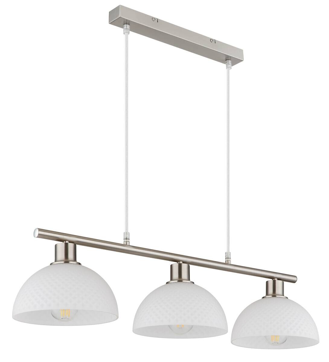 GLOBO Pendelleuchte Opal nickel Metall Glas PVC B/H/L: ca. 20x120x77 cm E27 3 Brennstellen