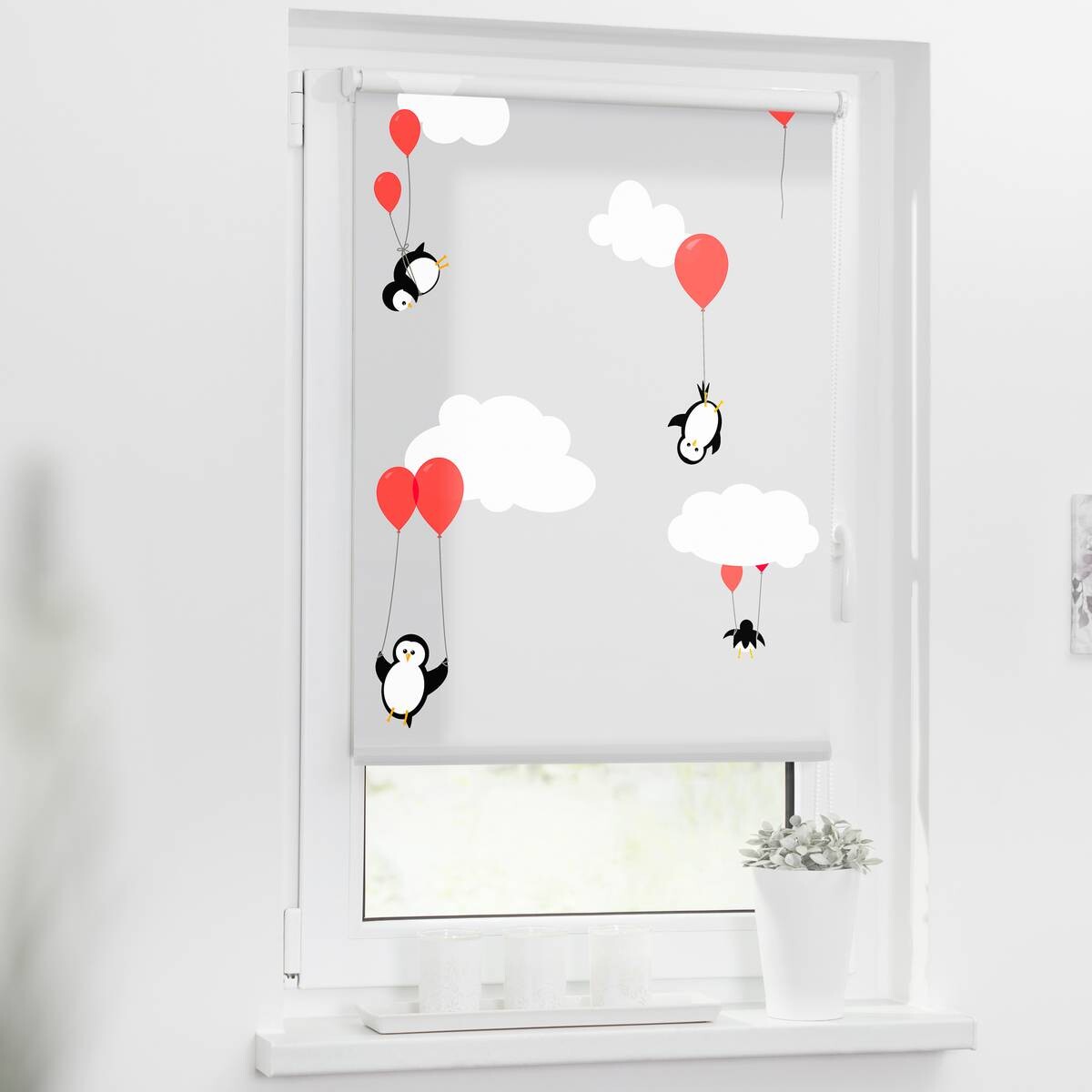 LICHTBLICK Rollo Pinguine rot B/L: ca. 120x150 cm