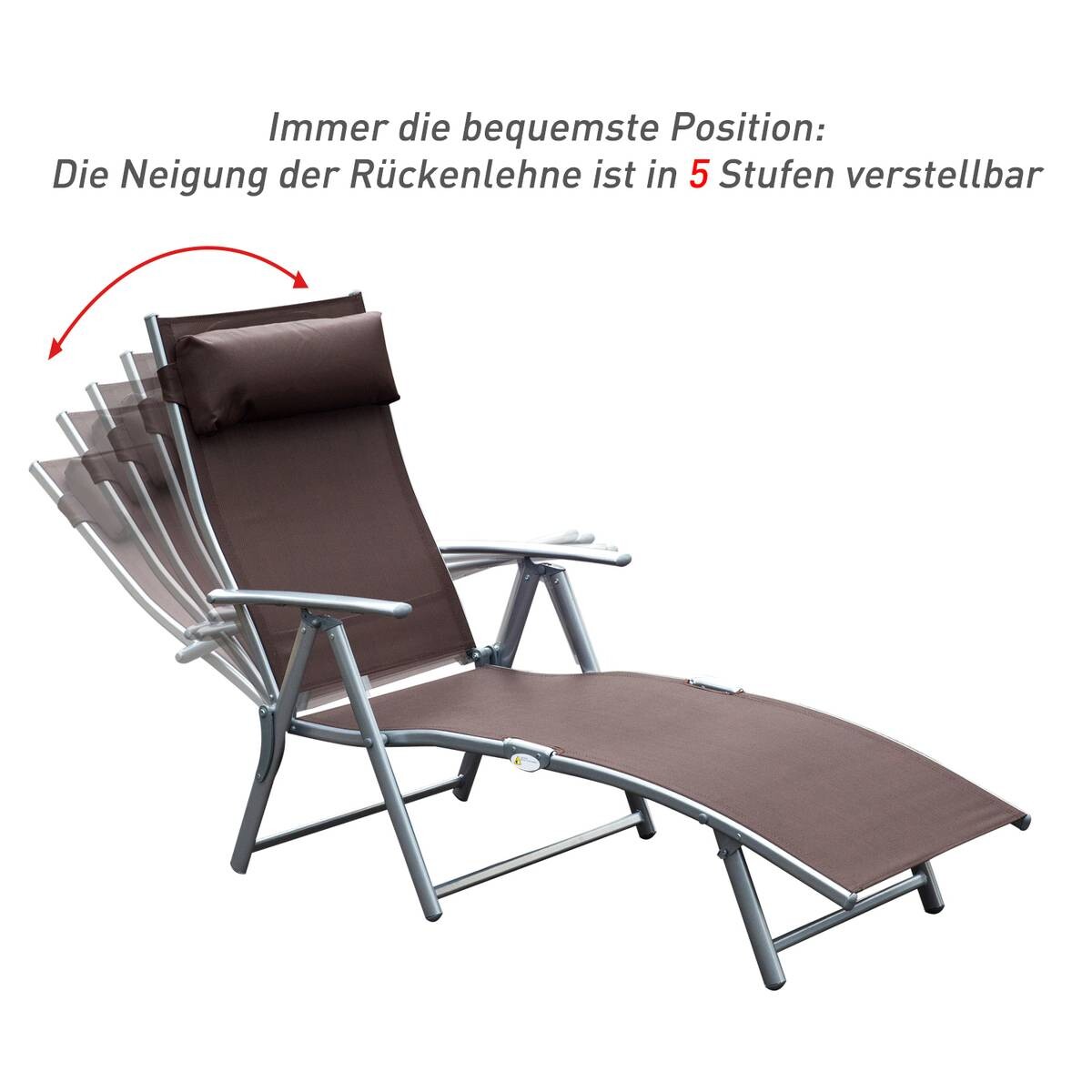 Outsunny Gartenliege braun Stoff B/H/L: ca. 635x100,5x137 cm