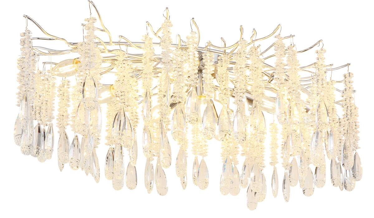 GLOBO Deckenleuchte klar silber Metall Glas B/H/L: ca. 55x45x100 cm E14 10 Brennstellen