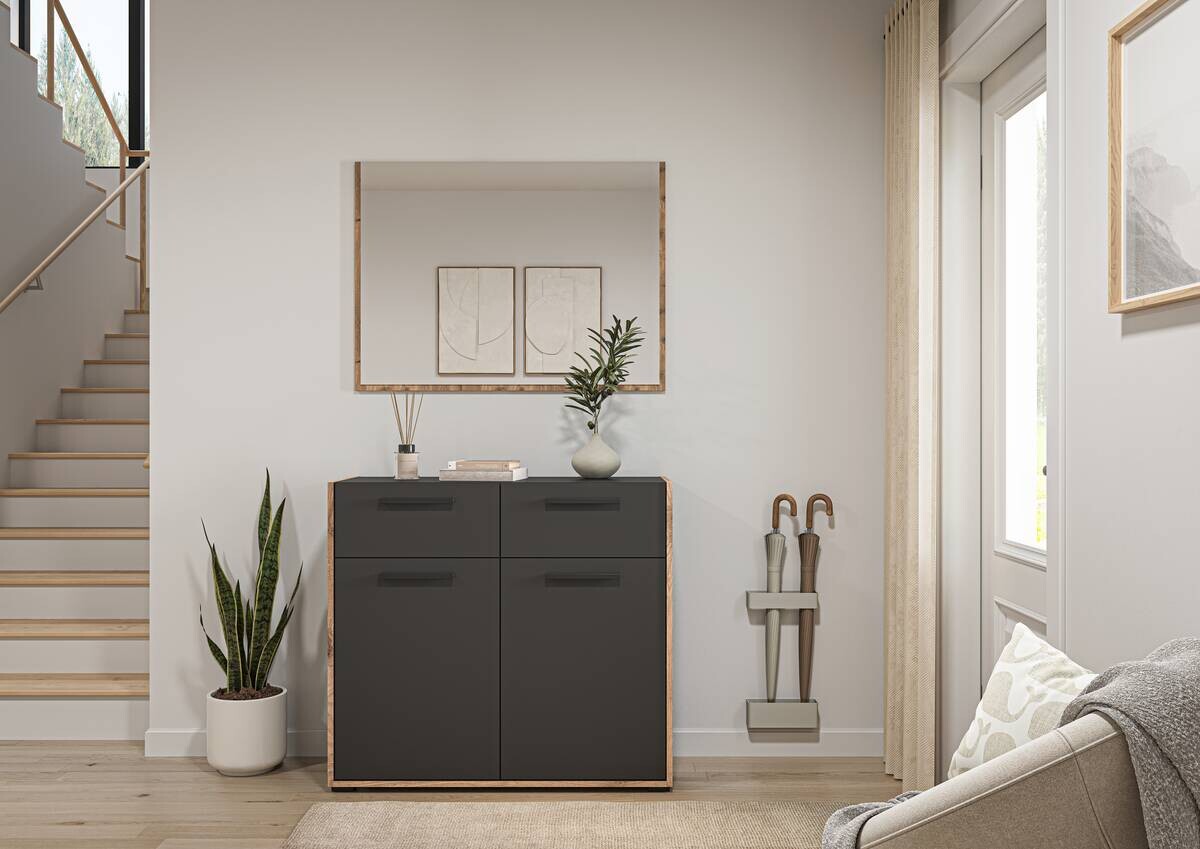 Garderobe Bueno Basalt Nox Oak Nachbildung B/H/T: ca. 95x189x37 cm